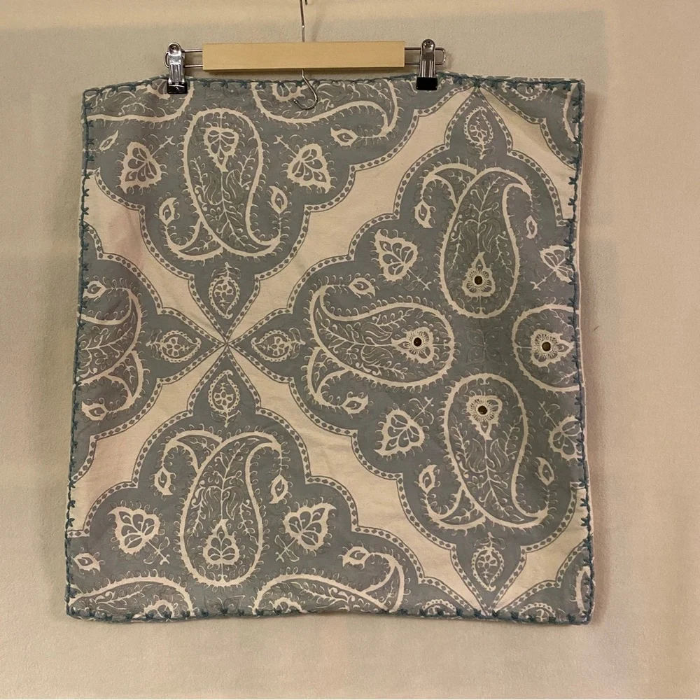 Set of 2 Pottery Barn Paisley Pillow Covers in Light Blue and Cream